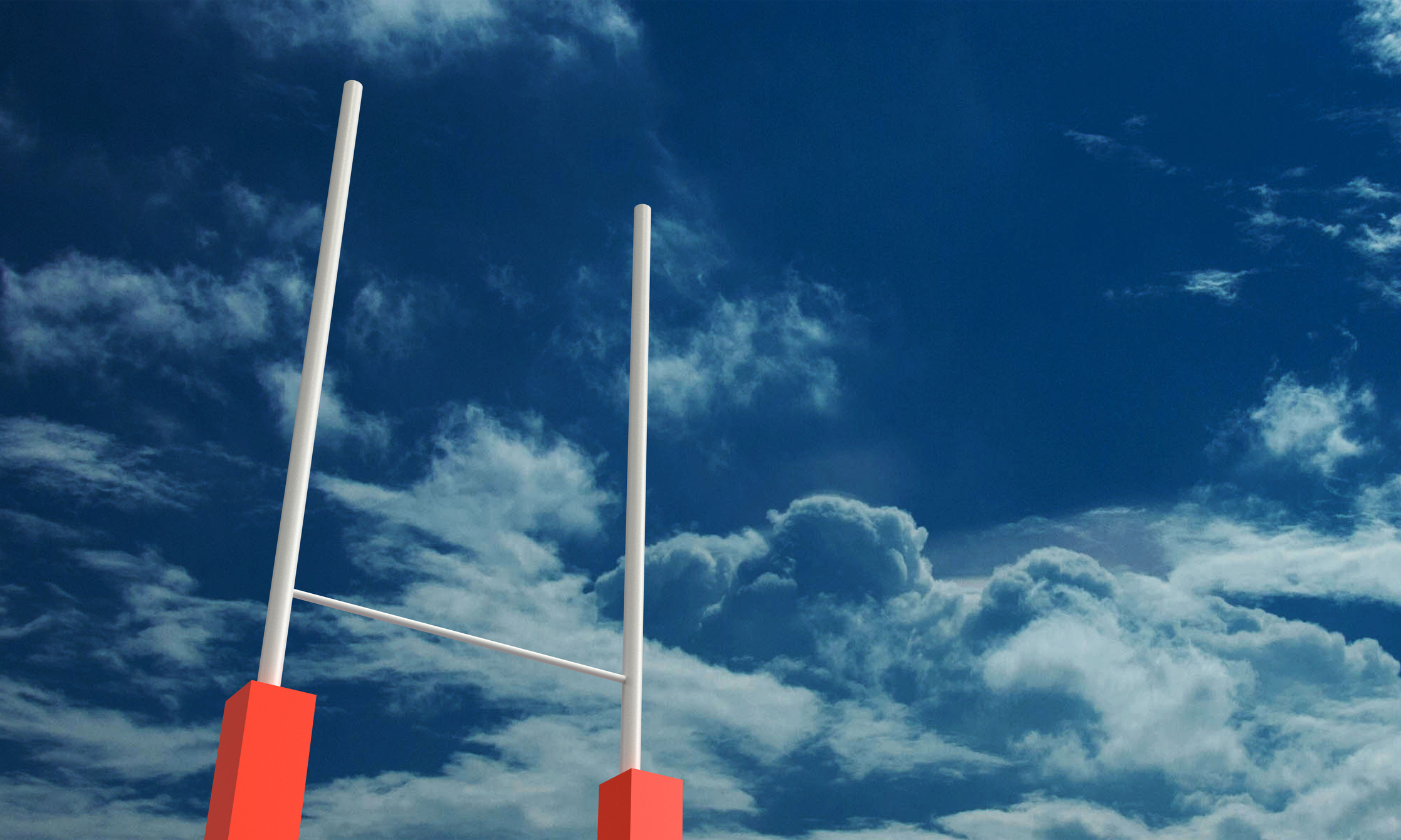 Rugby pitch against blue skies