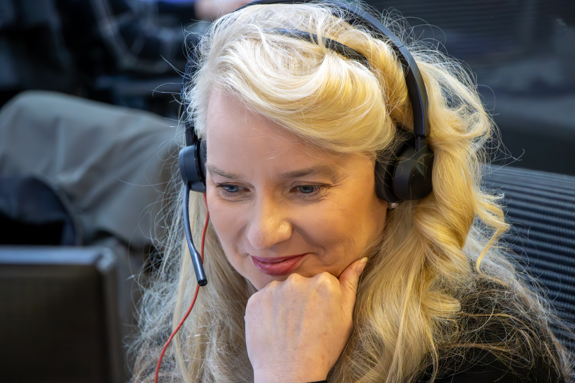 Novuna National E-Commerce Manager, Elaine Keith, speaking to a customer on a headset