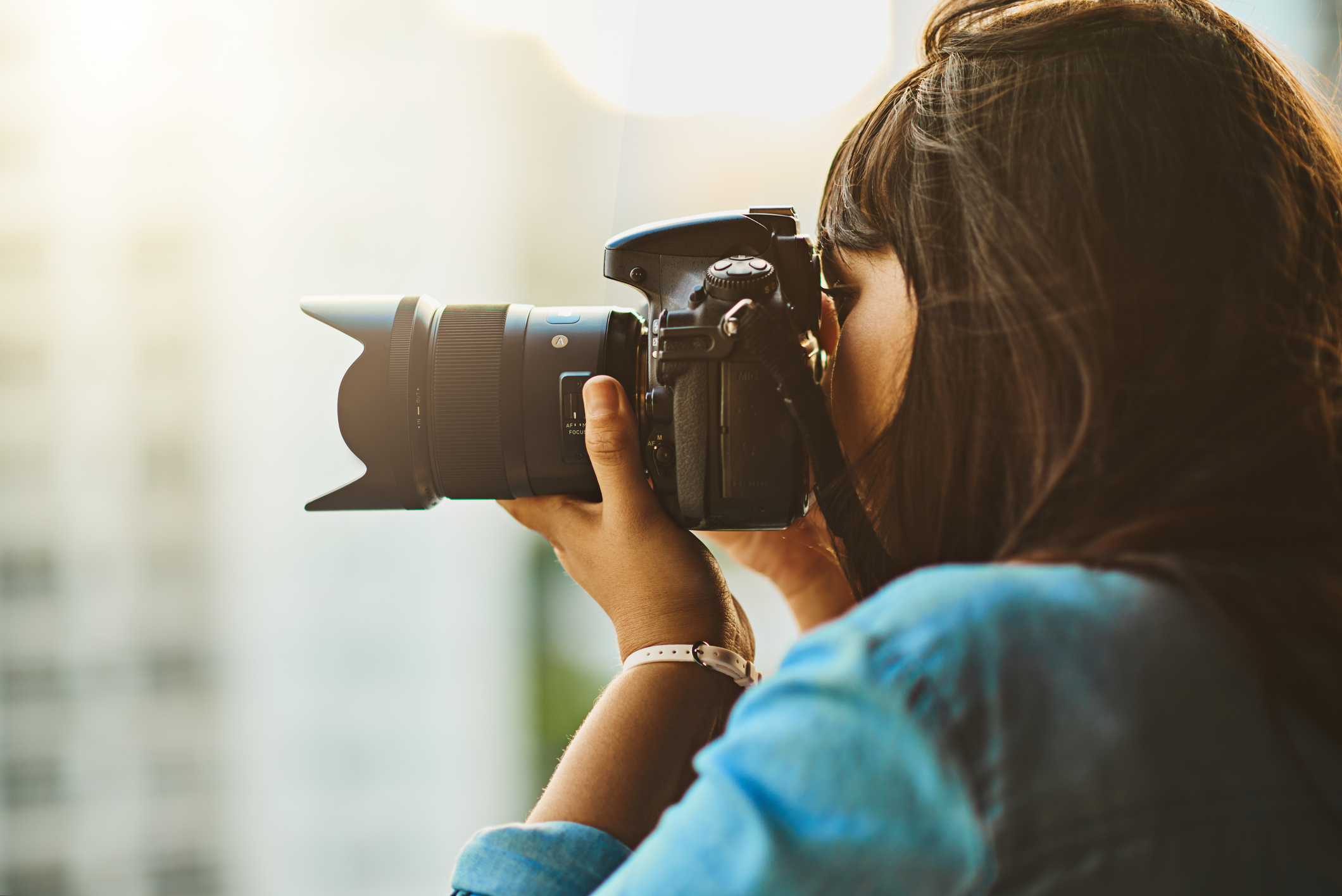 Woman holding a camera